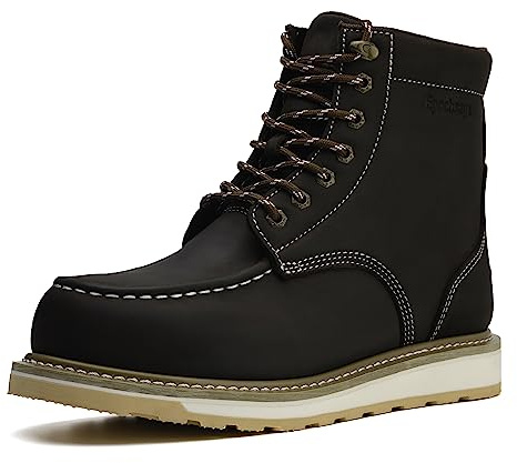 Acciaio Moc Toe impermeabile Stivali da lavoro di sicurezza per gli uomini, isolati scarpe da costruzione industriale (Marrone scuro, Adulto, Uomo, 43, Numero, Sistema Taglie Calzature EU, Media)
