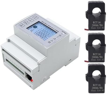 AIRUIXI Compteur d'énergie Compteur de consommation d'énergie bidirectionnel à Rail DIN triphasé Ethernet TCP rétroéclairé avec transformateur de Courant 100/150/200A TAC4371CT(Meter 100ACT)