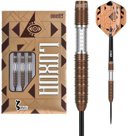 ONE80 Steeldarts Luxor VHD 90% Tungsten Steeltip Dart Steeldart Dartpfeile Set mit Schäften und Flights Hochwertige Tungsten Steeldarts