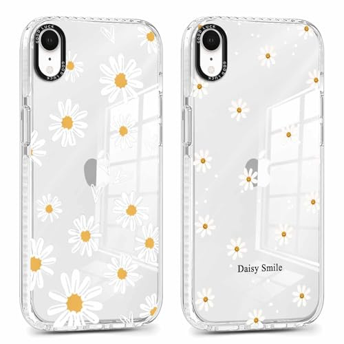 Xylota 2 Stück Transparent Handyhülle für iPhone XR 6,1 Hülle, Durchsichtig Case Muster Aesthetic Blumen Mädchen Frauen Schutzhülle, Weich Silikon TPU Bumper Stoßfeste Cover für iPhone XR,22
