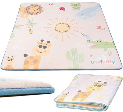 tinyfluffy Alfombra Bebe Acolchada Plegable -130x130 2 cm grosor, Colchoneta Bebe Suelo, Alfombra Bebe Acolchada, Suelo Bebes Acolchado, Tapete Actividades Bebe, Manta Actividades Bebe