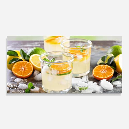 ARTHUB® Küchenrückwand aus Glas 60x150 cm, 5mm ESG | Spritzschutz, Glasplatte, Herdspritzschutz, Wandschutz für Herd, Hartglas, Lebensmittel, Getränke, Citrus Fruit Lemonade