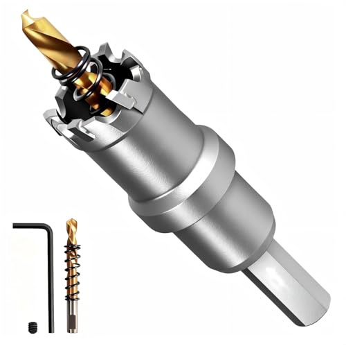 GPtzlei 16mm Tungsten Carbide Hole Saw Drill Bit, TCT Metal Hole Cutter for Stainless Steel, Iron & Metal, 3-Cutter Design, with Pilot Drill & Storage Case