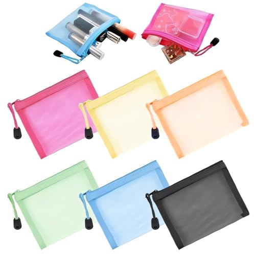 XURJUMI Dokumententasche Mini, 6 Stück 13 X 10 cm Netztaschen Mit Reißverschluss, Mini Kosmetiktasche, wasserdichte Reißverschlusstasche Für Dokumente Für Organisation, Lagerung (6 Farbe
