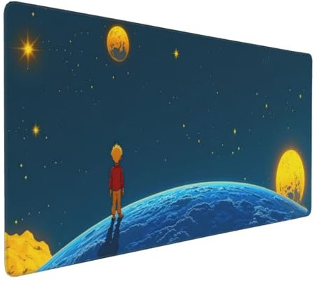 Tapis de Souris 120x60 cm Grand Tapis Souris XXL, La planète Tapis de Souris Bureau Gamer, à Bords Cousus, Base en Caoutchouc Antidérapante, sous Main pour Clavier et Souris, Decoration Maison E-1023