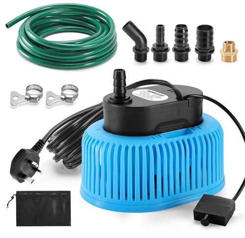 WORKEASE 850GPH Sump Pump Automatic On Off, Automatic Submersible Water Pump with 5 Hose Adapters, 23FT Drain Hose, 25FT Power Cord, Water Pump for Draining of Pool Covers, Ponds, Tubs