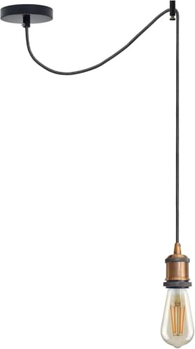 LEDSone Vintage E27 Pendant Light Fitting with 2m Adjustable Cable | Industrial Metal Hanging Ceiling Lamp Holder for Kitchen Island, Dining Room, Living Room, Café and Loft