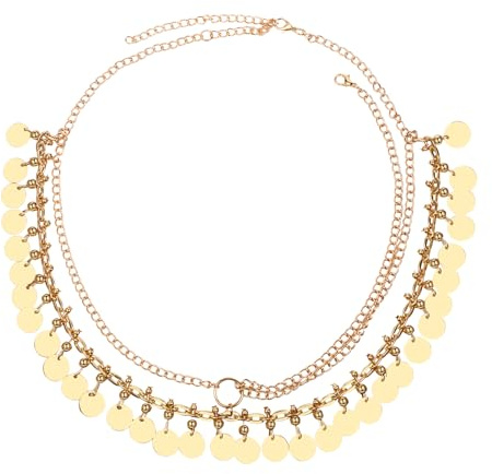 Cupimatch Boho Kopfkette Gold Damen: Vintage Elegant Haarkette 53cm mit Pailletten Cleopatra Stirnkette 14K Vergoldeter Wahrsagerin Kopfschmuck Festival Cosplay Schmuck Geschenk für Frauen Mädchen