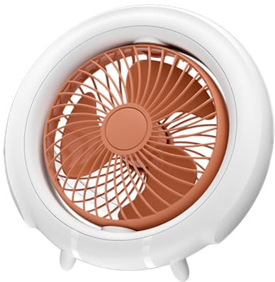 Fazvncv Ventilateur de bureau USB silencieux, avec 3 vitesses, rechargeable à suspendre, ventilateur de refroidissement avec lumière LED pour le camping et la chambre à coucher