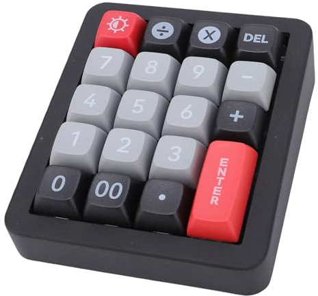 Bewinner Teclado Numérico USB Cableado, Teclado Mecánico Macro con una Mano, Luz de Fondo LED de 12 RGB, 19 Teclas de Bricolaje Multifunción de Key para Juegos de Oficina para Juegos de (Black)