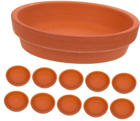 GARIOUANS 10 pièces Set de Plateaux Terre Cuite Rouge pour Pots de Fleurs Supports Ronds Pratiques et Réutilisables pour Plantes Intérieur et Jardin Protection Anti-Fuite pour Meubles et