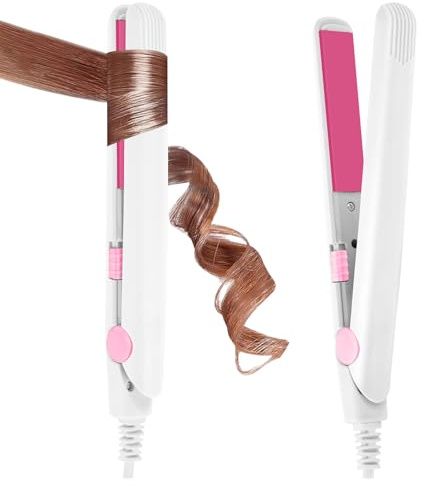 LOPHE Piastra per Capelli da Viaggio, Piastra per Capelli Portatile, Compatta, Leggera, Rivestimento in Ceramica, Temperatura 190°C, per Capelli Corti e Frange, Bianco