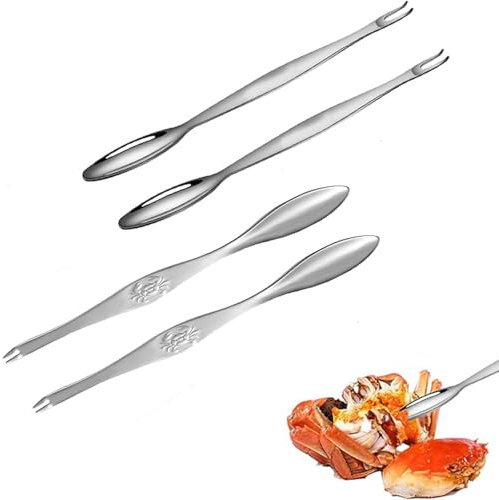YFelomatric Meeresfrüchte Werkzeug, Hummerbesteck Set, Meeresfrüchte Gabeln Picks, Krabben und Hummer Picking Tools Edelstahl Packung (4-teilig)