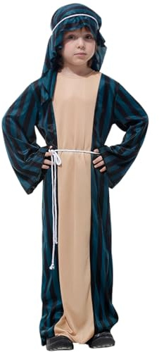 PINTUTU Costume San Giuseppe Pastore Bambini - Foulard,Veste,Fascia per Capelli,Cintura - Costumi di Natale E Capodanno per Feste Infantili E Celebrazioni - Ideale per Bambini