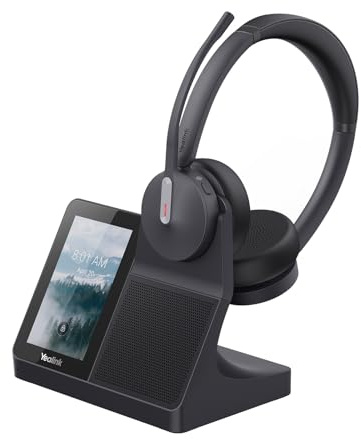 Yealink WH64 Workstation Dual Wireless DECT & Bluetooth Stereo Headset, Noise Cancelling Mikrofon, Touchscreen, Kompatibel mit Teams & IP-Telefonen, Freisprecheinrichtung für Büro und Homeoffice