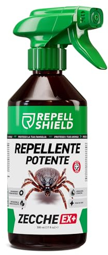 RepellShield Spray Repellente per Zecche con Estratto di Crisantemo, 500 ml | Protezione per Pelle e Tessuti - Non Macchia - Uso Interno ed Esterno - Soluzione Repellente per Zecche Multiuso