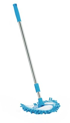 Mini Mop Triangolare Telescopico 180 Gradi Rotante Leggero Blu | Plastica, Assorbente e Compatto, per Vasca e Vetro, Raggiunge Angoli Difficili Design Pratico