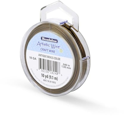 Artistic Wire, 18 Gauge Tarnish Resistant Colored Copper Craft Wire, Antique Brass, 15 yd