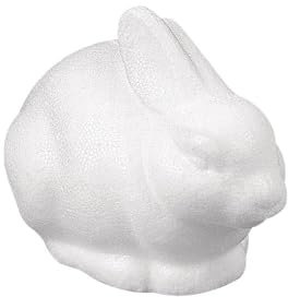 Rayher Lapin en polystyrène assis, lapin de pâques 14 x 8 cm, blanc, 3347900