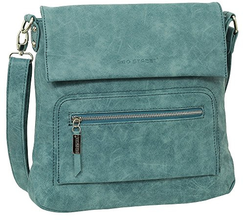Ledershop24 Geschenkset - Handtasche Schultertasche Umhängetasche Wildleder-Imitat Used Look Farbe Blau