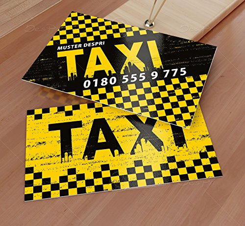 Taxi Visitenkarten - Online gestalten! Designed für Taxifahrer, Taxibetriebe, VK013, 500 Stück, matt