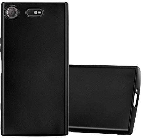 Cadorabo Hülle kompatibel mit Sony Xperia XZ1 COMPACT Schutzhülle TPU Silikon Case Metallic Design Slim Kratzfest Weiche Gummi mit Rundumschutz Case Hülle für Sony Xperia XZ1 COMPACT in Schwarz