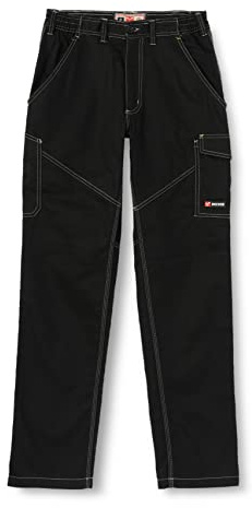 PAYPER Worker Pantalone da Lavoro Unisex Donna Uomo multistagione 100% Cotone Chiusura Zip Tasche Anteriori Laterali Posteriori Porta Metro Bande Reflex Nero (M)