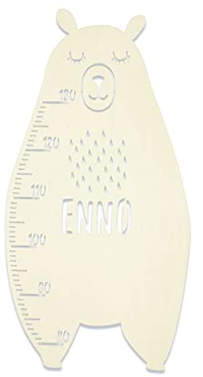 Messlatte Kind Größe Modell Bär Kinderzimmer-Messlatte/Tauf-Geschenk oder zur Geburt/Personalisiert mit Wunsch-Name für Mädchen oder Jungen Babyzimmer Design by HeLLo Mini