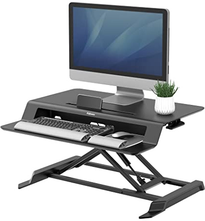 Fellowes Lotus LT höhenverstellbare Sitz-Steh Lösung für den Schreibtisch mit Gasfeder | HxBxT 110 x 800 x 601 mm, schwarz