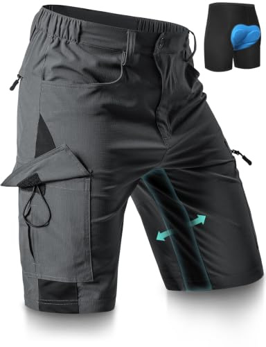 Cycorld MTB Hose Herren Gepolstert: Abnehmbar Radunterhose | Lockere Fahrradhose Radlerhose, mit 4D Sitzpolster, Atmungsaktiv, Schnelltrocknend, Elastische für Mountainbike Shorts