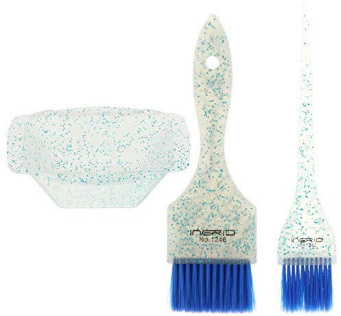 Minkissy Highlight Hair Brush Tint Bowls Set Hair Dye Brush and Bowl Set Professional Hair Dye Kit Salon Hair Coloring Dyeing Kit Tint Tool (Blue) Hair Color Brush Hair Dyeing Bowl