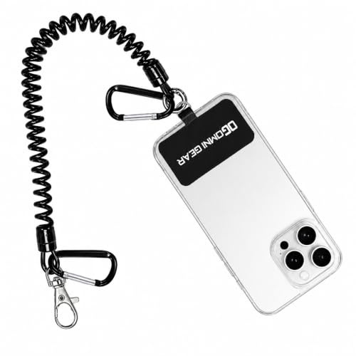 OmniGear Drop Stop Mobile Phone Tether for Drop and Theft Protection - Universal Phone Lanyard with Carabiners for Secure Attachment