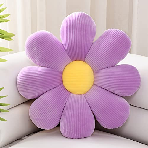 Sioloc ‌Blumenförmiges Kissen, Gänseblümchen-Kissen, Bodenkissen, Sitzkissen, Wohndekoration & Plüsch-Wurfkissen für Bett, Sofa, Sessel (Lavendel, 38cm)