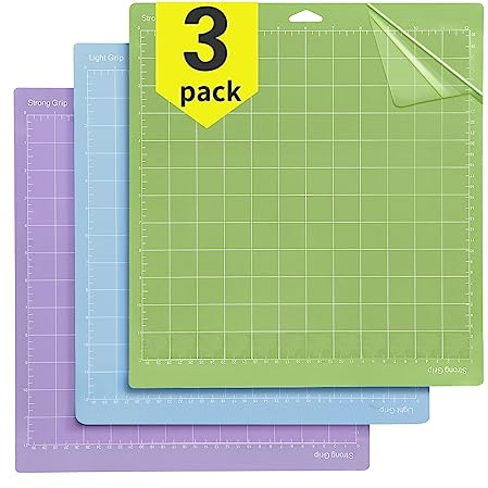OSDUE Tappetino da Taglio per Cricut, 3Pezzi 33cmx30cm Tappetini da Taglio Autoadesivi perCricut Explore One/Air/Air 2/Maker, Cricut Machine Cutting Mat per Macchina LightGrip (Blu+Viola+Verde)