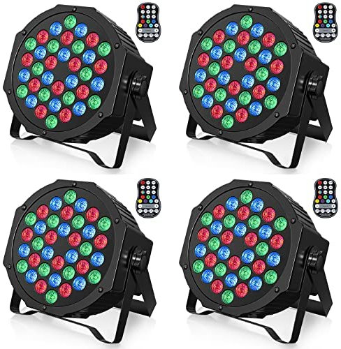 U`King 4 PCS RGB Bühnenlicht Akku, Wiederaufladbare 36 LED Strahler Par Licht mit Fernbedienung und Timing, Akku Strahler Outdoor für Hochzeit DJ Disco Events Indoor Tanzparty Kirche