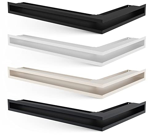 KRATKI Grille de Ventilation pour cheminées Grille d'angle Gauche avec Une entrée d'air Couverte à 45 degrés Acier Enduit de Poudre 80x40x9cm Noir