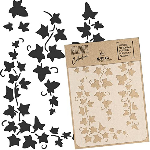 NAKLEO Malschablone für Handwerk A4 21x30cm, Hängende Efeu Rebe Muster, Wiederverwendbare Kunststoff DIY & Scrapbooking Zeichenschablone, Decoupage Kunst Vorlage, Wand Stoff Möbel Holz