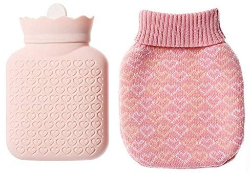 Wärmflasche, Winter-Kreative Silikon-Mikrowellen-Heizungs-Wärmtasche Tragbare Winter-Warmwasserflasche-Taschen-Handwärmer mit Abdeckungs-Wärmetasche (Color : Grey S) (Color : Pink S)