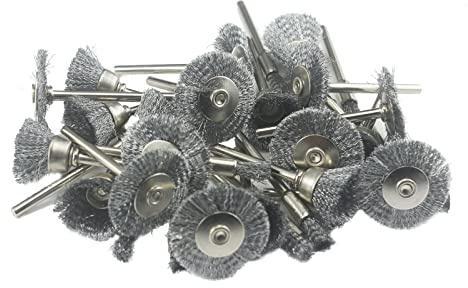 JUNLIXN 30 Pcs Wire Brush Wheel, 1/8 Inch Shank Coarse Crimped Steel Wire Brushes Kits for Dremel Rotary Tool (Silver) | Fits for Electric Rotary Tool, Drill Press, Grinder and Pneumatic Power Tool(Silver)