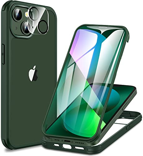 CENHUFO Compatible with iPhone 13 Case Built-in Screen Protector -Green