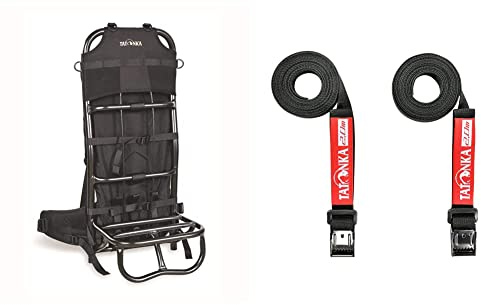 Tatonka Lastenkraxe - Kraxe mit verstellbarem Tragesystem & Packriemen Easy Strap 18mm / 2m - Zwei Spanngurte mit Metallschließe - 1,8 cm breit und 200 cm lang