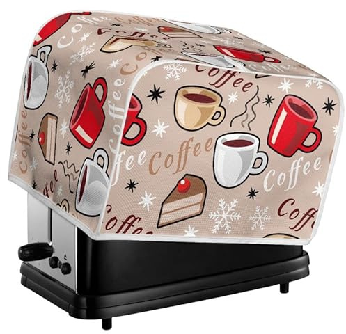 Kuiaobaty Coffee Cake Pattern Kitchen Toaster Cover for 2/4 Slice, Bread Machine Dust Protection