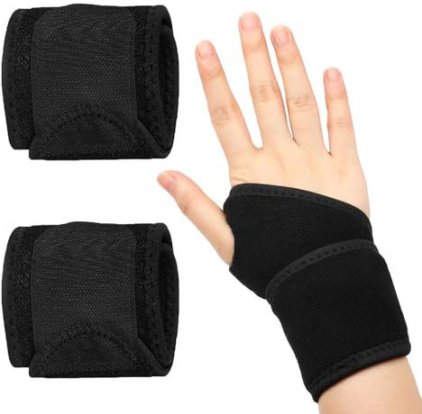 JOOTUEPO 2 Pezzi Wrist Brace Carpal Tunnel Splint Traspirante e Regolabile Elastica, Per Alleviare Le e il Dolore da Artrite, Per Recovery, Support, and Injury Protection（Nero）