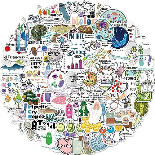 100Pcs Biology Laboratory Stickers Laptop Car Scrapbook Phone Skateboard Suitcase Luggage Bike Science Stickers Vinyl Waterproof Aesthetic Personalised Stickers for Teens Boys Girls Adults Children