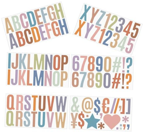 Housoutil Alphabet-aufkleber 6 Bögen Englisches Buchstaben-aufkleber-set Selbstklebende Buchstaben-/zahlenaufkleber für Wasserflasche Laptop Briefkasten Dekorationen