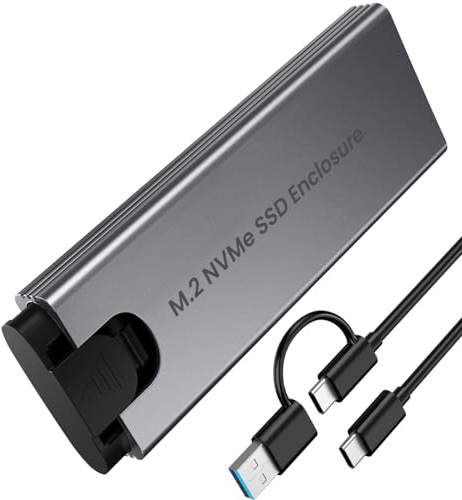 Case SSD M.2 NVMe, Adattatore USB 10Gbps per Disco Rigido 4TB M/M&B Key 2230/2242/2260/2280, Cavo USB C a C e A a C, Alluminio Compatibile Con Windows, Mac, Linux, Android, iPad