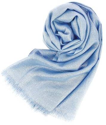 Stellazeta Elegante Stola für Damen, Zeremonie mit Lurex, eleganter Damen-Schulterschutz für Kleid, Schal für elegante Kleidung, leichter Damenschal für den Sommer, Hellblau-Silber, 200 cm x 80 cm