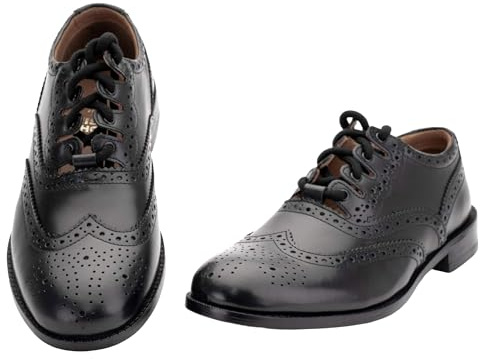 100 % cuir fabriqué en Écosse : Budget Ghillie Brogue – Cadeau patrimoine écossais pour homme et femme – Tailles 39-48 – Chaussures kilt noires, Noir , 43.5 EU