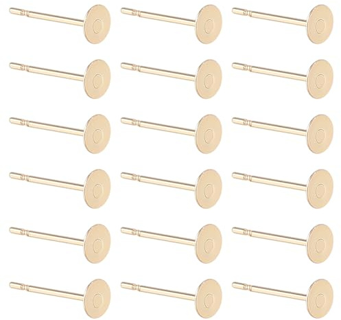 SUNNYCLUE 200 pz. Vero Oro 24K Placcato Piatto Orecchini Perni In Acciaio Inox Orecchini A Perno Risultati Orecchini Rotondi Vuoti Piccolo Vassoio 4mm Orecchini A Perno per La Creazione di Gioielli Or