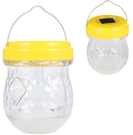 Les-Theresa Lot de Deux Piège à Frelon 9.2 * 11.8cm, Piege a Guepes à Suspendre, Piège Frelon Guêpe Solaire, Piege Guepes et Frelons avec Lumière LED, pour Guêpes, Frelons, Moustiques et Mouches